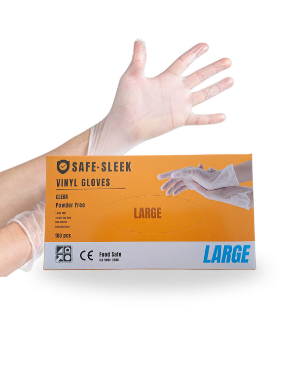 Safe Sleek Vinyl Clear Powder Free Gloves