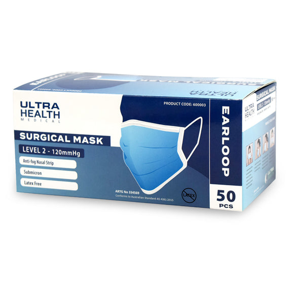 ULTRA HEALTH Surgical Mask Level 2 Sub Micron with Ear loops